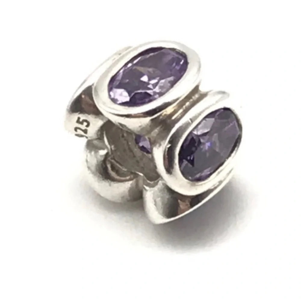Pandora Purple CZ Sparkly Oval Lights Rare Retired Bead Charm